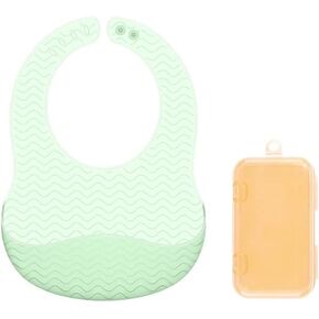 Reidio 1Pc Widened Thin Baby Feeding Bib Waterproof Silicone Bib Adjustable Baby Bib Lightweight Portable with Storage Box