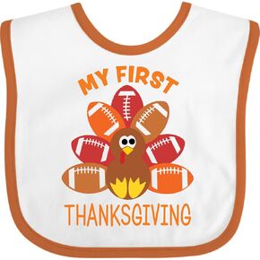 inktastic My First Thanksgiving with Football Turkey Baby Bib
