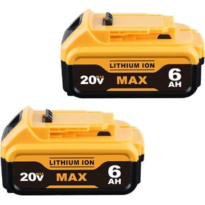 2Pack DCB200 6000mAh Replacement for Dewalt 20V Battery Compatible with Dewalt Battery Lithium-ion DCB204 DCB203 DCB207 DCB208 Compatible with 20V Cordless Power Tools