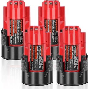 4 Packs 3.0Ah 12V Battery Replacement for Milwaukee M12 Battery 48-11-2401 48-11-2402 48-59-1812 48-11-2411 48-11-2420 48-59-2401, 12 Volt Batteries for Milwaukee 12V Cordless Tools