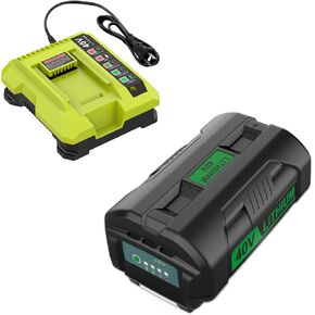Powilling 40v 6.5ah استبدال بطارية Ryobi 40V وشاحن التحرير والسرد متوافق مع بطارية Ryobi 40 Volt OP4026 OP40601 OP4050A OP4040 OP4030 OP4050 مع OP401 40 فولت شاحن