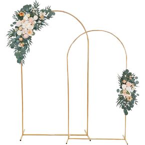 Wedding Arch Backdrop Stand Set of 2 (6FT/7.2FT), Gold Metal Arch Backdrop Stand, Balloon Arch Stand for Wedding Birthday Ceremony Baby Shower Graduation Decoration