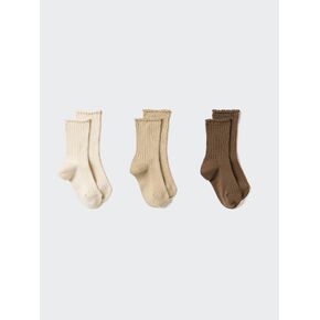 Uniqlo مضلعة الجوارب frill | 3 أزواج