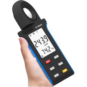 LIAMOS Handheld Digital Light Meter with Temperature, Illuminance Meter, Bluetooth,1-400000Lux, 270 ° Rotatable,LCD Screen,Accurate Testing
