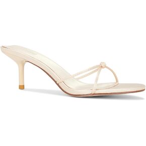 Strappy Kitten Heels Sandals for Women Open Round Toe Slip On Mule Knotted Design Summer Fashion Shoes