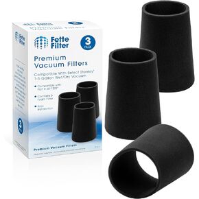 Fette Filter - 25-1202 Foam Filter Compatible with Stanley 1-5 Gallon Wet/Dry Vacuum SL18910P-3, SL18129, SL18133,SL18129 Filter Sponge Vacuum Cleaner -Pack of 3