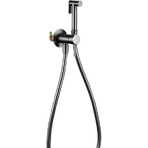 Handheld Bidet Sprayer for Toilet, Wall Mounted Bathroom Cloth Diaper Sprayer Set with Cold and Hot Water, Brass Multifunction Toilet Bidet Sprayer Kit for Feminine Hygiene, Bathing Pets,Chrome(Gris)