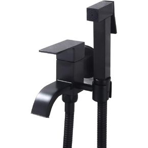 Black Handheld Bidet Sprayer for Toilet with Single Cold Water, Single Handle Wall Mounted Bathroom Cloth Diaper Sprayer Set Brass Toilet Bidet Sprayer Kit for Personal Hygiene