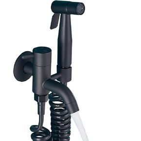 Black Handheld Bidet Sprayer for Toilet with Single Cold Water, Bathroom Cloth Diaper Sprayer Set Wall Mounted Brass Toilet Bidet Sprayer Kit for Pet Bathing