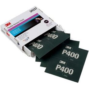 3M Flexible Abrasive Hookit Hand Sheets--P400--Box of 25 sheets