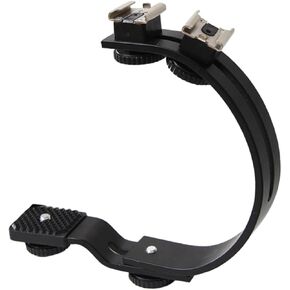 C-Shaped Flash Bracket for Cameras Multi-Angle Photography Support for Led Lights and Flashes Compatible Tripod Socket Versatile Metal Design for Horizontal Vertical Shooting