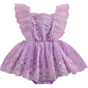 Karwuiio Newborn Baby Girl Romper Dress Toddler Sleeveless Lace Floral Romper Bodysuit Baby Girl Summer Clothes Outfits