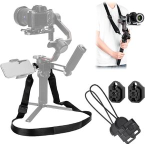 JJC تقليل حزام الكتف تقليل ل DJI RS4 Pro RS 4 RS3 Pro Rs 3 ، حزام الكتف gimbal مع محول السكك الحديدية المزدوج ، حزام العنق السريع القابل للتعديل لمثبت الكاميرا لا حظر الناتو