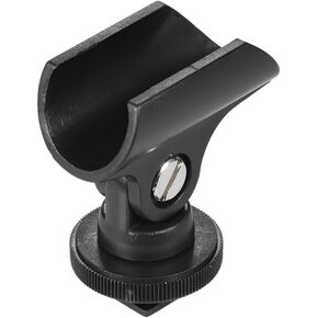 Andoer 19mm Plastic Mic Microphone Holder Clip with Hot Shoe with 1/4in Screw Hole for DSLR Camera