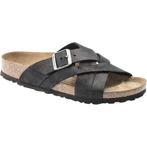 Birkenstock Women's Lugano Cross Strap Sandal, Black Oiled Leather, Size 41 N EU (10-10.5 N US Women)