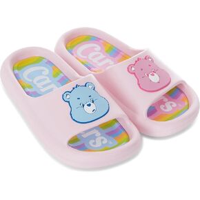 Care Bears Ladies Comfort Slides - Ladies Classic Comfort Foam Slide Sandals - Cheer Friend Funshine Good Luck Slip On Slides