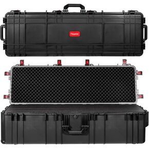 Waterproof Rolling Case 52 x 17x 13 Inch, with Foam/Wheels/ 3 Large Handles for Camera, Tool, Equipment, Crushproof, Lockable, Transport Roller Hard Case, Inner 48.42" x 13.93" x 10.82"