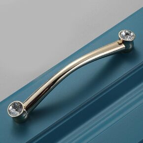 Crystal Knob Wardrobe Door يسحب خزانة مقبض السحب مقوسة السحب ، مقابض القوس الحضانة خزانة السحب خزانة الباب - (اللون: Hole Day 128mm)