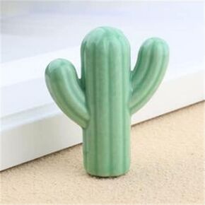 Creative Single Hole Ceramic Handle Furniture Pulls Accessories Green Pink Cactus Children's Room Cabinet Wardrob Handles - (Color: green)