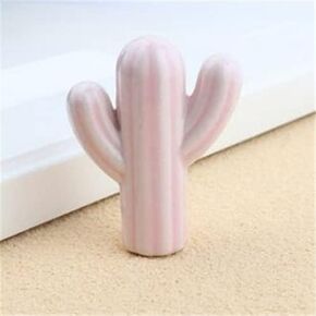 Creative Single Hole Ceramic Handle Furniture Pulls Accessories Green Pink Cactus Children's Room Cabinet Wardrob Handles - (Color: pink)