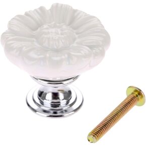 1Pc European Flower Furniture Door Pull Handle Ceramic+Zinc Alloy Child Room Cupboard Drawer Kitchen Cabinet Knobs and Handles - (Color: C)