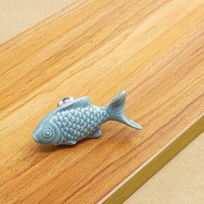 Furniture Hardware Cabinet Handles Children's Room Kitchen Cabinet Handles Fish Shape Ceramic Handles Children's Drawer Handles - (Color: green)