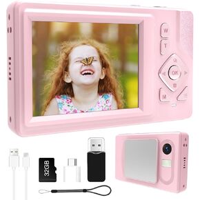 Digital Camera 1080P FHD Compact Camera 44MP with 2.4" LCD, 16X Digital Zoom, Black (Black)