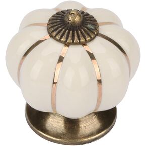 Yosoo Ceramic Pumpkin Knobs European Handle Pull Room Cabinet Drawer Furniture for Kids (White)