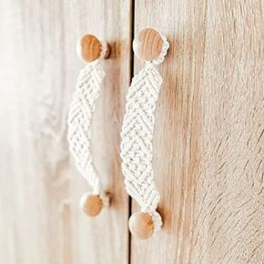 Solid Wood Door Cabinets Handle Drawer Pull Knob Children's Safe Handle for Family Length 19cm Made of Cotton Rope