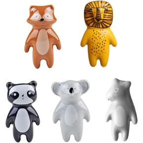 Cute Animal Knobs Kids Handles Ceramic Knobs Kids Room Door Cabinet Knobs Lovely Cabinet Pulls Drawer Knobs for Kids, with Screws 5 Pcs, 1