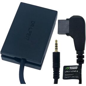 WASABI Power DCC-LPE17 Dummy Battery DC Connoft مع إدخال D-TAP لـ Canon DR-E17 ، CA-PS700 ، ACK-E17 ، LP-E17 ، 9927B001 و Canon EOS M3 ، EOS M5 ، EOS M6 ، EOS M6 Mark II II