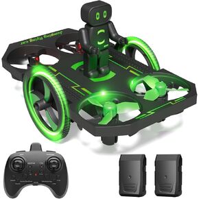 2in1 Remote Control Drone Jumping Flying Car Drones for Kids 8-12 Mini Small Nano Indoor RC Quadcopter Toy with Race on Land Mode,Circle Fly,360 Flip,Altitude Hold,2 Batteries