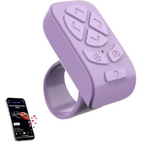 Bluetooth Scrolling Ring Remote for TikTok,Kindle,ins Short Video& More – Page Turner & Phone Scroller for iPhone, iPad, Android – Fingertip Wireless Remote Control (Purple)