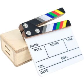 Mini Film Slate & Apple Box Combo - Wooden Movie Crew Souvenir, Desktop Decor Collectible for Filmmakers, Photography Enthusiasts