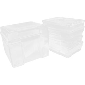 BESTonZON 6Pcs Clear Plastic Storage Boxes for Cards Photos Postcards Durable Organizing Cases with Dividers Lightweight Portable Card Storage Container for Home Office