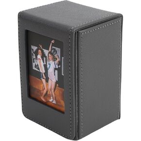 Gugxiom 3 Inch Photo Storage Box - PU Leather Picture Holder Case for SQ Film Photos & Game Cards, Compact Anti Scratch Organizer (Holds 50+)