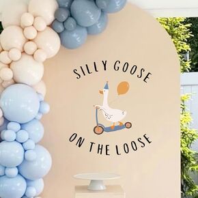 Silly Goose on The Loose Wall Decal - One Silly Goose Baby Shower Party Decorations,Cute Goose Scooter Birthday Party Supplies,Farm Theme Photo Props (Silly Goose on The Loose Decal)
