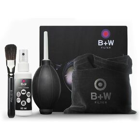 B + W 1086190 Care Set 5 Pieces for Lenses, Filters & Other Optical Surfaces (Cloth – Pen II, Foot Pump and Cleaner Lens Cleaner Wand/Bag) Black