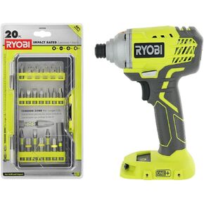 RYOBI Ryobi 18V ONE+ 1/4 Inch Impact Drill Driver Kit Bundle Set with BONUS Bits (Tool only- Battery and charger not included) ryobiimpactkit