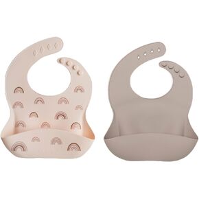 Loulou Lollipop 2 Pack Silicone Set -Set - Rainbow/Mushroom ، مقاوم للماء 2 PK للطفل ، الرضيع ، طفل صغير
