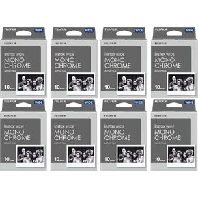 Fujifilm Instax Wide Monochrome Film (10-Sheets), for Instax Mini Instant, Disposable and Polaroid Camera 8-Pack