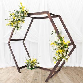 TableClothSfactory 7ft ريفي أنيقة الظهر الخشبية موقف | قوس زفاف مزدوج بني بني داكن