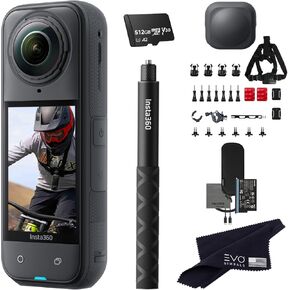 Insta360 X5 Bike Bundle-8K Camera 360 Action Camera مع 1/1.28 "أجهزة استشعار 48 ميجابكسل ، فيديو 8K 360 HDR ، صورة 72 ميجابكسل 360 ، 4K عدسة واحدة