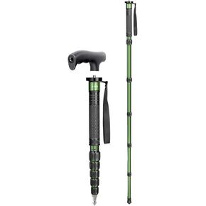 Camera Monopod, Aluminum Portable Compact Lightweight Travel Monopod with Carrying Bag, Walking Stick Handle, 6 Sections up to 61in, 10kg Load (Green)