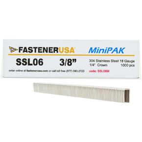 3/8" Leg x 1/4" Crown 18GA 304SS L06 Staples 1,000ct | SSL06