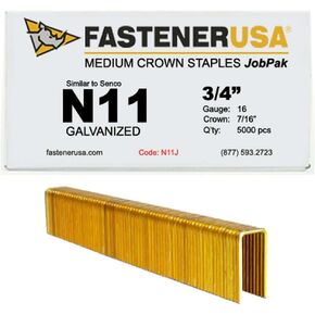 3/4" Leg x 7/16" Crown 16GA GALV N11 Staples 5,000ct | N11J