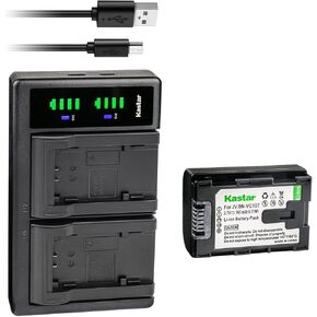 Kastar 2-Pack BN-VG107 Battery and LTD2 USB Charger Replacement for JVC GZ-HD620BUS GZ-HD620-R GZ-HD620-S GZ-HD620U GZ-HD750 GZ-HD760 GZ-VX810 GZ-VX815 GZ-N1 GZ-N5 GV-LS1 GV-LS2 GZ-G5 AA-VG1 AA-VG1E
