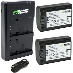 بطارية Wasabi Power FV-50 (حزمة) وشاحن مزدوج لـ Sony NP-FV30 ، NP-FV40 ، NP-FV50