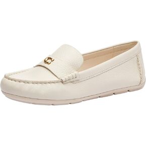 Coach Women's Sculpted C Leather Driver Loafer, Chalk, 11