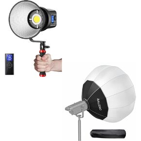 PLV-C80 COB Led Video Light and LS-B65 26"/65CM Lantern Softbox for Portraits, Video, Photography, Streaming, Video Recording